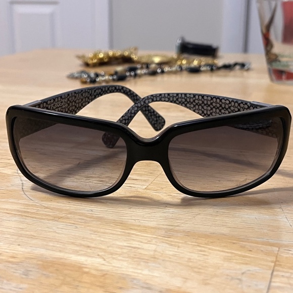 Coach Women’s Black Sunglasses White Monogram Inside - Picture 1 of 8